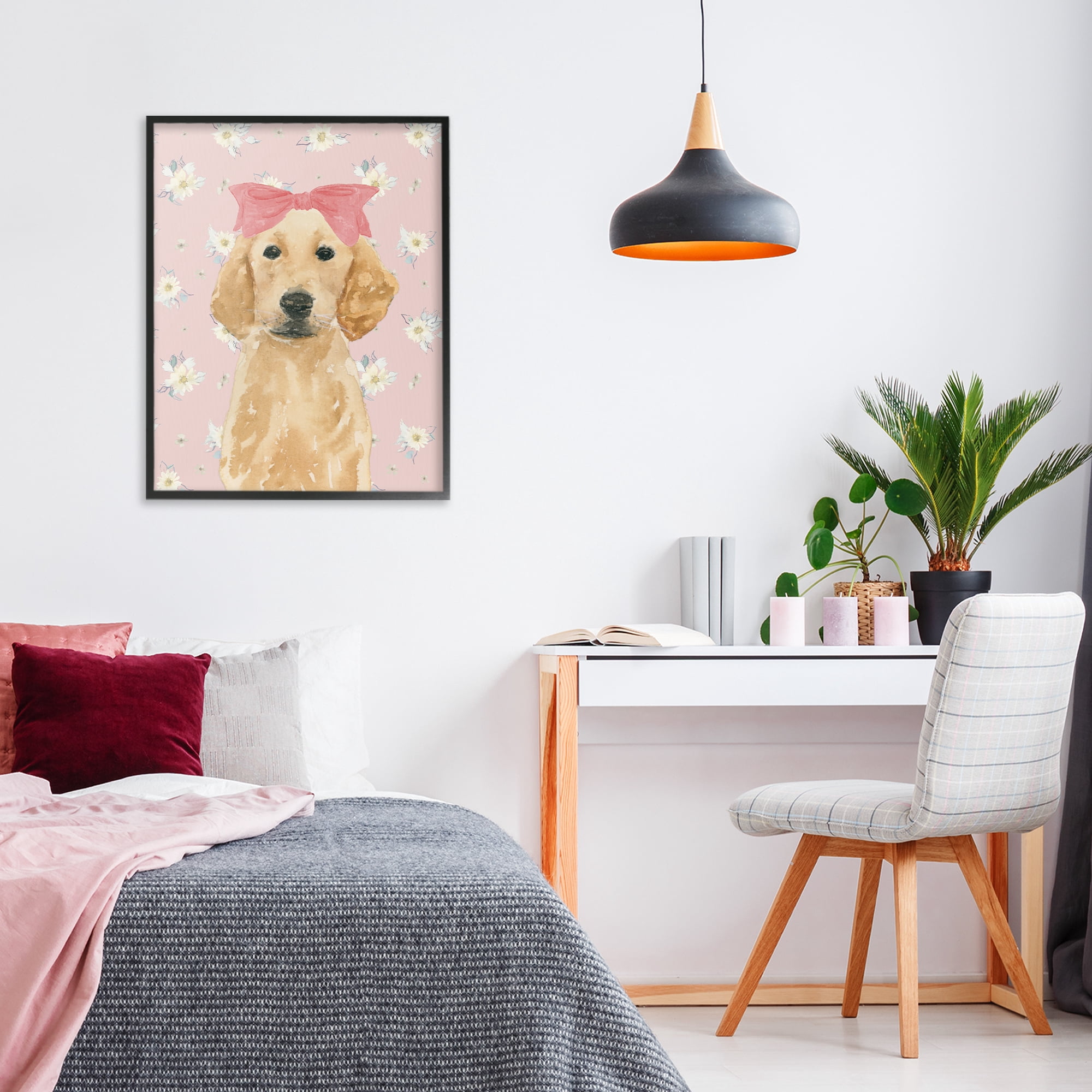 Stupell Industries Picture Ready Retriever Black Framed Giclee Art, design by Lucille Price