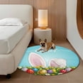 thumbnail image 3 of Round Area Rug 4ft, Happy Easter Rabbit Ears Non-Slip Non-Shedding Floor Mat, Red Yellow Purple Eggs Washable Sturdy Carpet for Living Room Bedroom Home Decor, 3 of 9