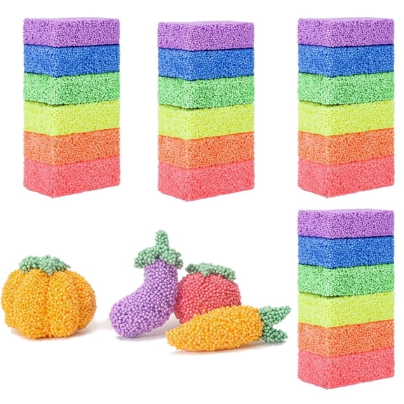 Set of 24 Fun Foam Modeling Foam Beads Play Kit,Durable Preschool Kids Toys for Arts Crafts Kindergarten,Reusable DIY Educational Art Craft for Boys Girls(Multi-color)