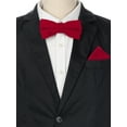 thumbnail image 4 of INSPIRE CHIC Men's Velvet Pre-Tied Bow Tie Solid Color Pocket Square Sets Red, 4 of 4