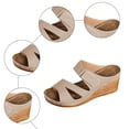 thumbnail image 5 of Rokment Wedges Dress Sandals for Women Ladies 2026 Summer Fashion Casual Leather Open Toe Platform Dressy Slip on Ladies Orthotic Arch Support Chunky High Heels Beach Slides A Size 6, 5 of 7