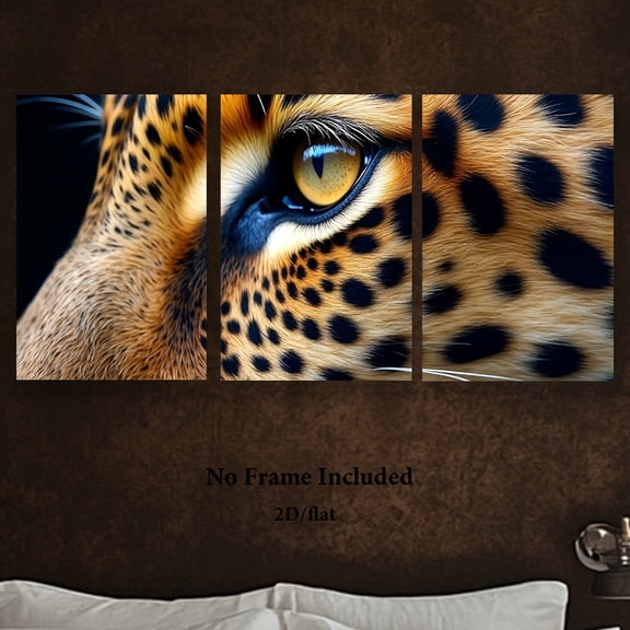 Posters and printed materials, 3pcs, Canvas painting--Frameless, Close - up of leopard eye, Wall Art for Home, Office, Bar, Cafe, Classroom, Dormitory, Bathroom, Holiday gift Easter egg, Mother'S Da