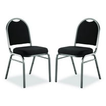 National Public Seating NPS9260SV2 9200 Series Premium Upholstered Stack Chair, Fabric, Supports 500 lbs, 19 in. Seat Height, Ebony Black Seat & Back, Silver Base - Pack of 2