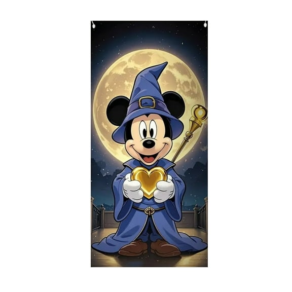 Heart Mickey Halloween pumpkin ghost door cover decoration, 35*79 inch door curtain door cover banner photography background suitable for room dormitory indoor and outdoor decoration