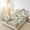 thumbnail image 4 of Homewish Rustic Butterfly Dragonfly Full Size Sheets,Jungle Animal Deer Bed Sheets,Beige Black Sheet Sets For Boys,Breathable Home Decor,4pcs, 4 of 7
