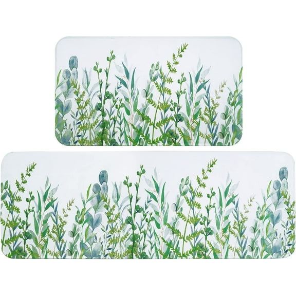 Kitchen Mat 2 PCS Cushioned Anti-Fatigue Kitchen Rug Non Slip Memory Foam Kitchen Mats and Rugs Washable, Farmhouse Kitchen Comfort Floor Mats for Home & Office, 18'''' x 48'''' 18'''' x 30''''