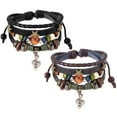 thumbnail image 1 of 2 Sets Beaded Retro Bracelets Note Leather Bracelets Layered Bracelets for Women, 1 of 8