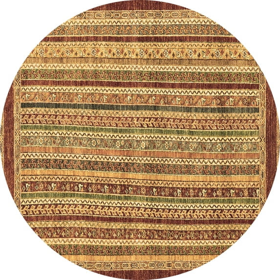 Ahgly Company Indoor Round Oriental Brown Modern Area Rugs, 4' Round