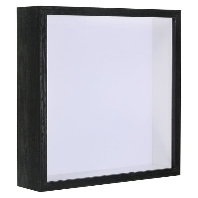 Unique Bargains 10x10 Shadow Box Frame Wooden Dried Flower Display Stand Floating Photo Frame Black