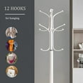 thumbnail image 6 of Metal Coat Rack Stand with Natural Marble Base, Free Standing Hall Tree with 12 Hooks for Hanging Scarf, Bag, Jacket, Home Entry-way Hat Hanger Organizer (White), 6 of 8