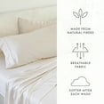 thumbnail image 4 of Noble Linens 4 Piece Linen Bamboo-Blend Bed Sheet Set, Natural, Queen, 4 of 9