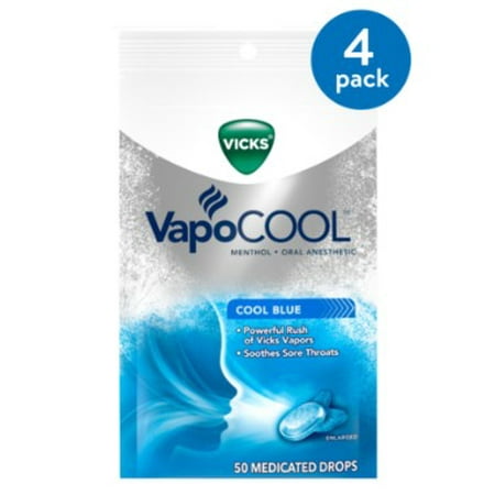 (4 pack) (4 Pack) Vicks VapoCOOL Medicated Drops, 50 Count