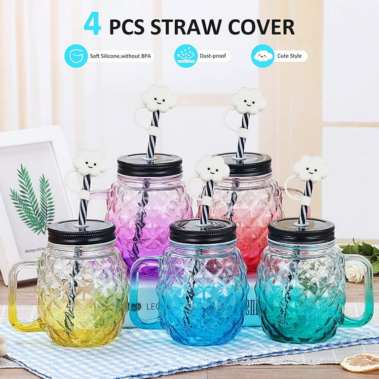 Dust Cap Straw Cover Cap 4PCS Silicone Straw Topper Compatible