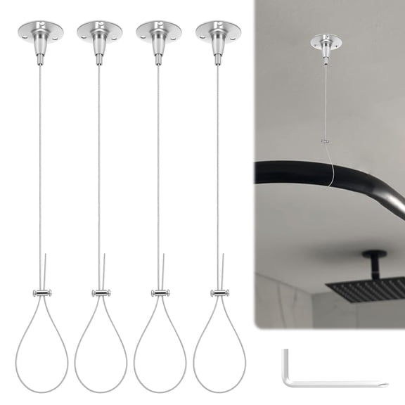 4PCS Ceiling Support for Closet Rod Stainless Steel Ceiling Support Assembly Heavy Wardrobe Pipe Bracket Rod Holder for Curtain Rods