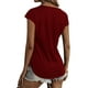 thumbnail image 4 of VISgogo, camiseta informal de manga corta para mujer, camisetas ajustadas de cuello redondo con cremallera y costuras de encaje de Color sólido a la moda VISgogo  moda, 4 of 5