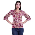 thumbnail image 1 of Moomaya Hauts Aguichant à Manches 3/4 pour Femmes Chemise Imprimée à Volants pour Femmes T-Shirt d'Été, 1 of 4