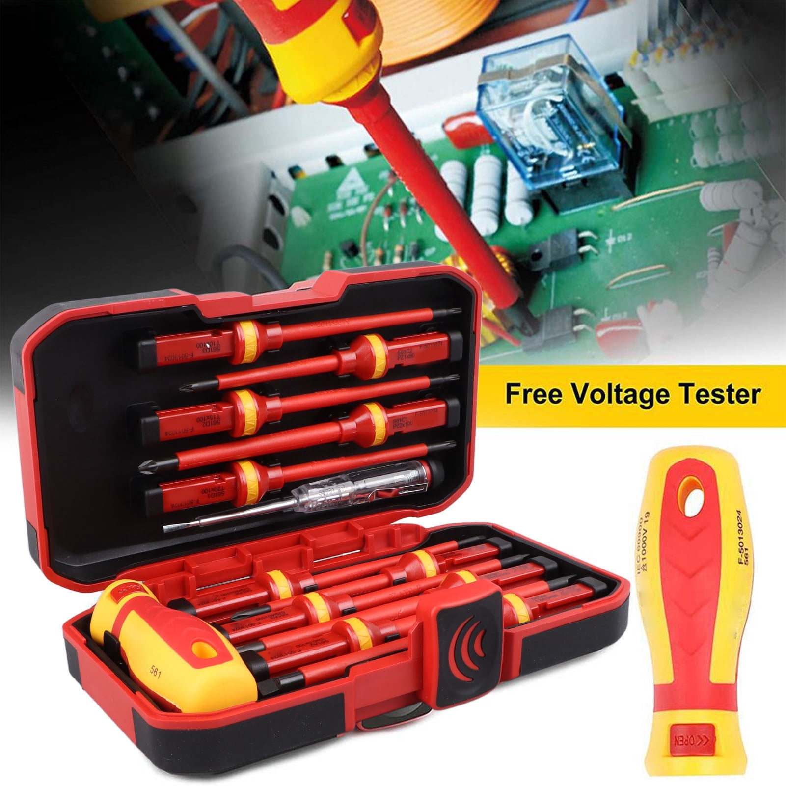 YAHHU Premium 13-Piece Insulated Electrician Screwdriver Set (VDE Certified), High Voltage 1000V Resistant Professional Hand Tools for Repairing, 8.6 inches / 22 cm