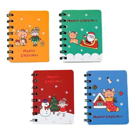 4Pcs Cartoon Chritmas Notepad Small Notebook Pocket Writing Pad Notepad Lined for Writing Journaling