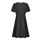 thumbnail image 5 of Vestido de lino de algodón con cuello redondo y botones de manga corta informal liso para mujer Pompotops ghjkhdj15670, 5 of 5