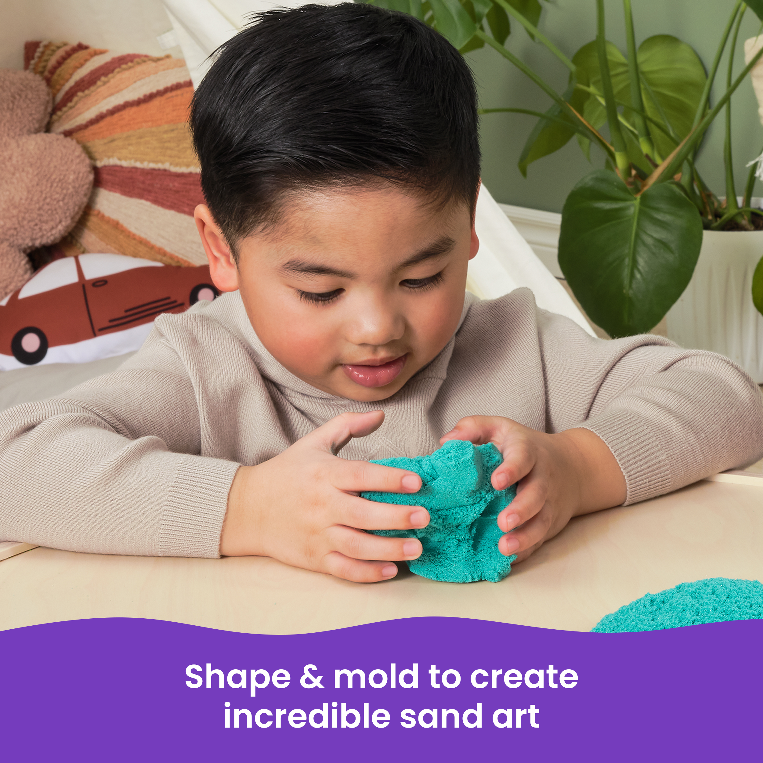 Kinetic Sand, Twinkly Teal 2lb Bag of All-Natural Shimmering Sand for Squishing, Mixing and Molding
