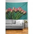 thumbnail image 2 of Society6 Olivia St Claire Lovely Pink Tulips Unframed Tapestry Wall Art, 50" x 60", Botanical & Floral, Modern, Tulips, Portrait Orientation Wall Hanging Blanket Home Decor, 2 of 3