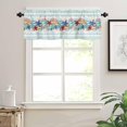 thumbnail image 3 of Summer Ocean Beach Teal 3-Piece Kitchen Curtain Set, Rod Pocket Kitchen Curtain Valance and Tiers Set, Washable Drape Window Treatment Set, Starfish Shells Coral Conch, 3 of 5