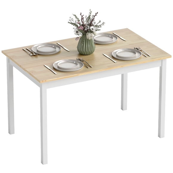 HOMCOM Dining Table Farmhouse Kitchen Table w/ Wood Frame for Dining Room