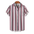 thumbnail image 5 of Antinious Summer Beach Shirt Men,Oversized Tshirts for Man,Mens Short Sleeve Shirts Button up Casual Patchwork Collar Stripe Print Pockets Tops,Pink,XL, 5 of 5