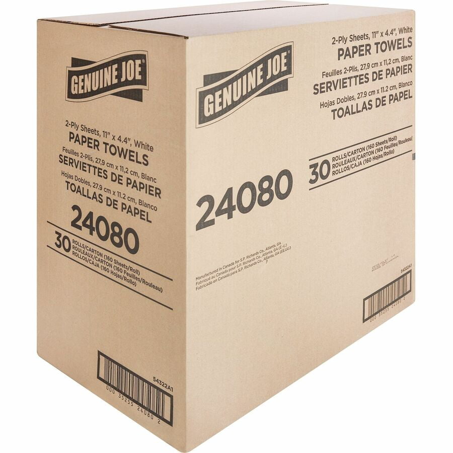 Genuine Joe, GJO24080, Kitchen Roll Flexible Size Towels, 30 / Carton, White