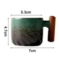 thumbnail image 2 of Juego de 1 taza de café espresso de cerámica de 2 oz con mango de madera, tazas de té pequeñas, 2 of 5