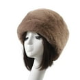 thumbnail image 2 of Opvise Beanie Flat Top Windproof Brimless Russian Style Women Fashion Thick Fluffy Faux Fur Winter Hat for Daily Life Camel, 2 of 8