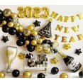 thumbnail image 1 of Liangnv Suministros para la fiesta de fin de año 2023, decoraciones para la fiesta del feliz año nuevo de Liangnv Pancarta dorada del feliz año nuevo de Liangnv, globos de confeti negros y dorado, 1 of 5