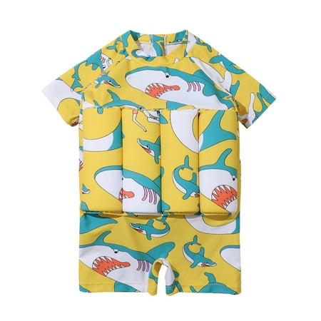 

PEYAN 0-5T Toddler Baby Boy Short Sleeve Float Swimsuit Buoyancy Sticks One Piece Floating Swim Training Swimwear