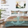 thumbnail image 4 of Turquoise Anchor Bedding 3 Piece Duvet Cover Set California King, Nautical Brown Green Retro Wood Grain Soft Microfiber Comforter Cover with Zipper Closure & Pillowcases, FadeResistant Quilt Cover, 4 of 9