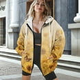 thumbnail image 3 of COEQINE Women's Full Zip Up Hoodie Oversized Sweatshirts Butterfly and Sunflower Yellow Print Fashion Casual Wear Y2K Jacket Coat Fall Lightweight Tops with Pockets, XS, 3 of 7