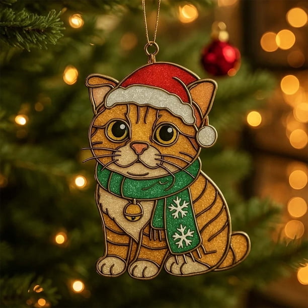 Adorno colgante plano de acrílico con animales abrazados | Decoración navideña ligera | Recuerdo conmemorativo duradero para coronas de árbol, papel de regalo y espejo retrovisor de coche