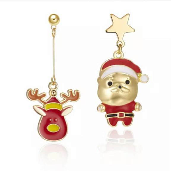 EOEMY Santa Claus Elk Earrings Stud Drop Dangle Women Xmas Party Jewelry Christmas -30-Deer
