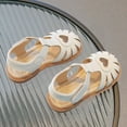 thumbnail image 5 of KPOPLK Girls Leather Soft Open Toe Princess Flat Shoes Summer Sandals(Toddler/Little Kid) Size 8.5,Beige, 5 of 6