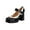 Black, variant on QIUOMBBP Chunky Heel Pumps for Women Ankle Strap High Heel Mary Janes Square Closed Toe Leather Dress Shoes Red