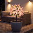 thumbnail image 6 of Dtchengua 2 Pack Artificial Topiary Ball Trees With Light for Outdoor, UV Resistant Fake Plants Shrubs Bushes, Realistic Faux Flowers Greenery Spring Deko for Front Porch, Garden, Yard, Patio (Pink), 6 of 7
