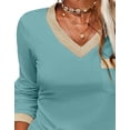 thumbnail image 3 of Langwyqu Slim Fit Women Long Sleeved V-Neck Shirt Tops, 3 of 5