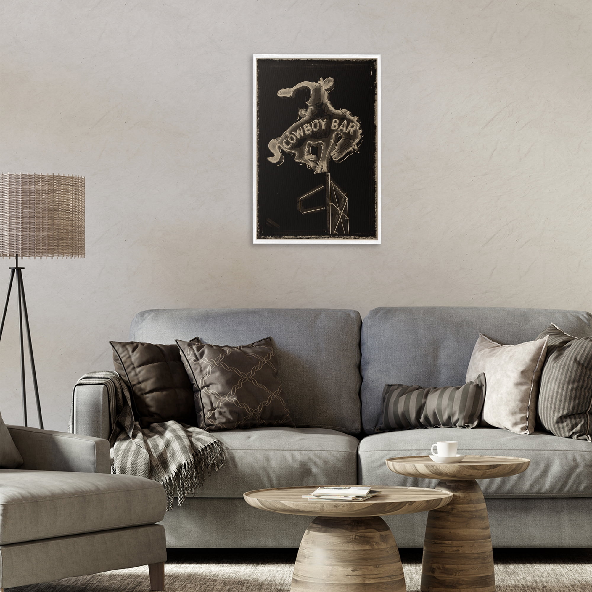 Stupell Industries Cowboy Bar on Black White Framed Giclee Art, design by Grotto Studios
