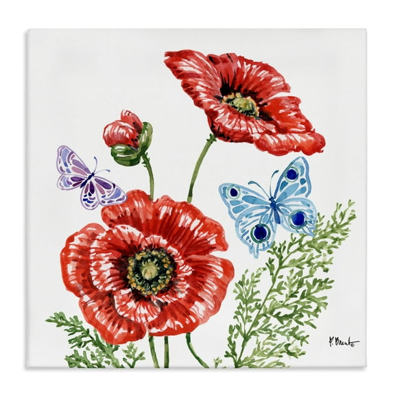 Stupell Industries Brushstroke Poppies & Butterflies Canvas Wall Art, design by Paul Brent, 36 x 36