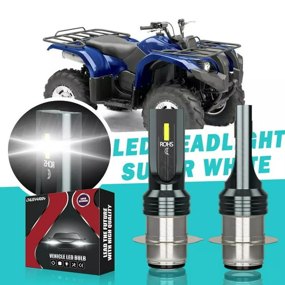LED Headlight Bulbs for YAMAHA GRIZZLY 660, 400, 450, 350, 125 - 6000K White Super Bright 2 Pack