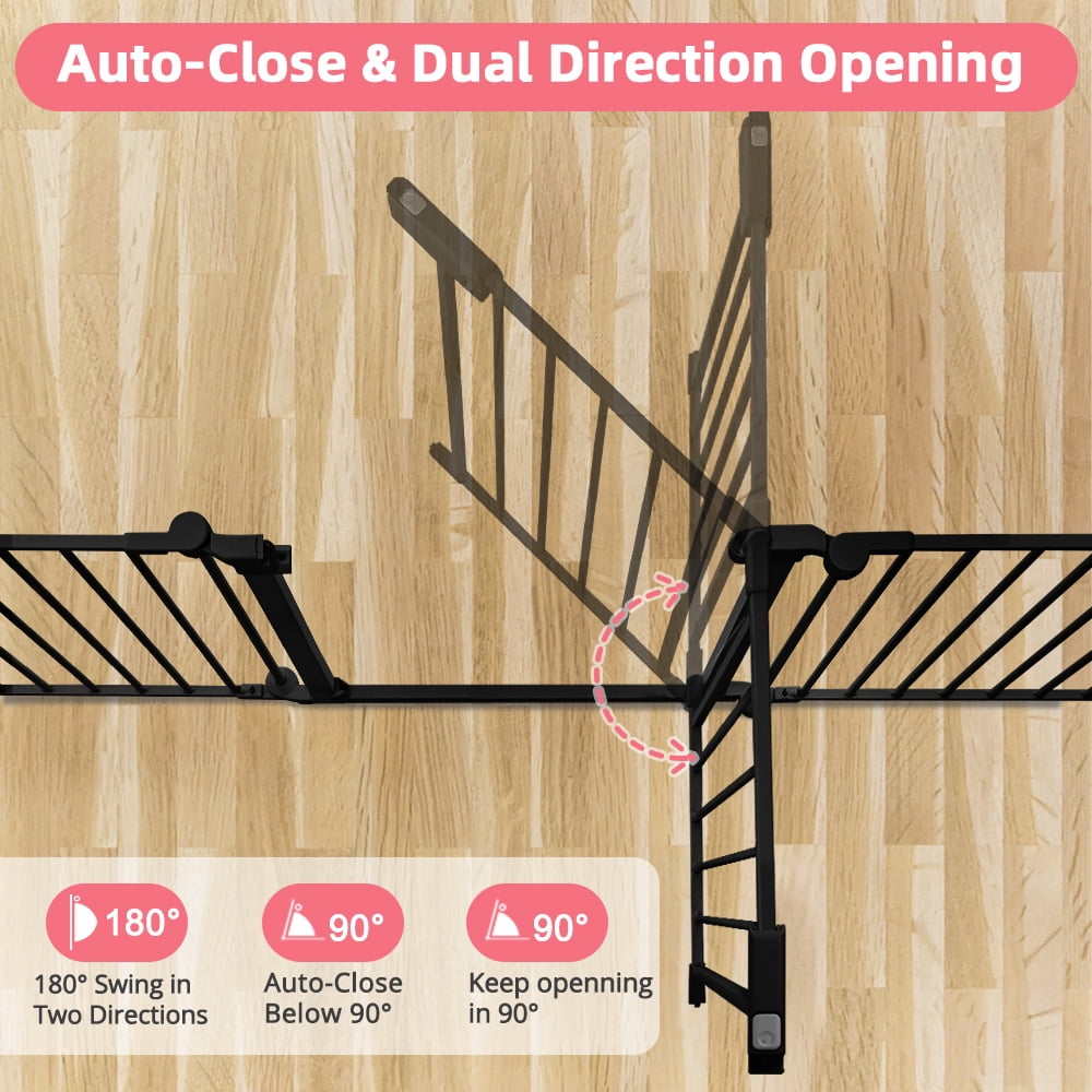 Pet Gate, Dog Playpen 6Panels 149" Pet Gate Extra Wide 30" Tall House Doorways Fireplace, Black