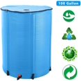 thumbnail image 3 of Collapsible Rain Barrel, 100 Gallon Portable Rainwater Collection System, Water Storage Tank, Rain Catcher Barrel with Spigots and Overflow Kit, Rain Water Barrel Collector for Garden, Blue, 3 of 9
