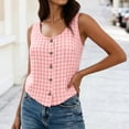 thumbnail image 4 of Women Plaid Tank Tops Button Front Sleeveless Loose Casual Blouse for Vintage Summer Vacation XL, 4 of 6