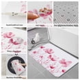 thumbnail image 6 of Pink Flowers Bath Mat 3 Piece Bathroom Rug Set, Vintage White Floral Plant Herb Botanical Non Slip Bath Rug Contour Mat and Toilet Lid Cover, Absorbent Shower Mats Soft Bath Rugs and Mats Sets, 6 of 8