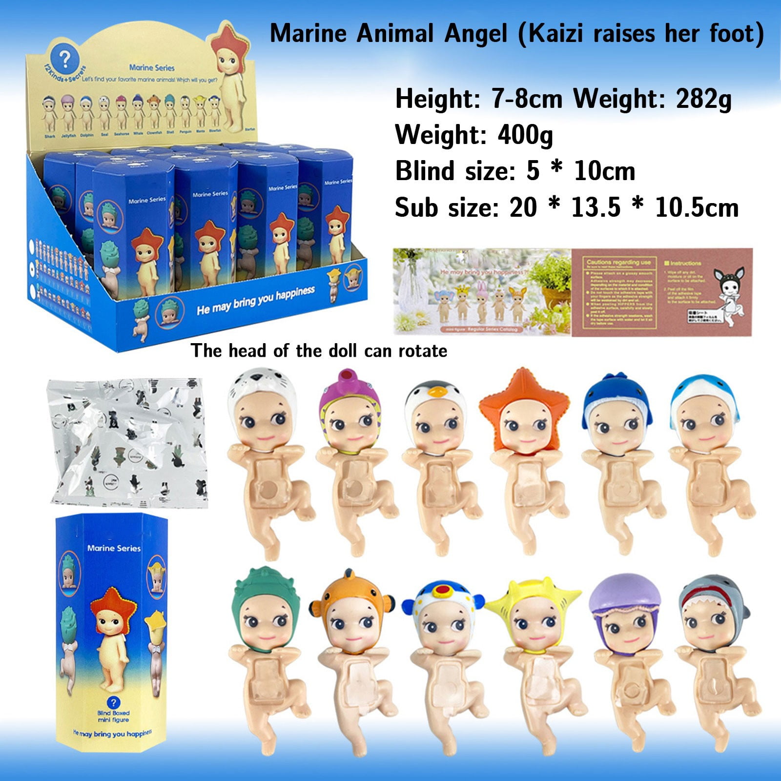12 PCS Sonny Angels Figure Marine Series, 3.94