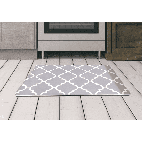 HiveSun Kitchen Mat Cushioned Anti Fatigue Grey Kitchen Rug - 17" x 28" 1/2 inch Thick Waterproof Non-Slip Heavy Duty PVC Ergonomic Comfort Gray Rug for Kitchen, Floor, Office, Sink, Laundry (Grey)